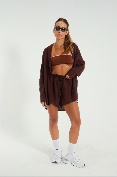 Shorts linho  evasê