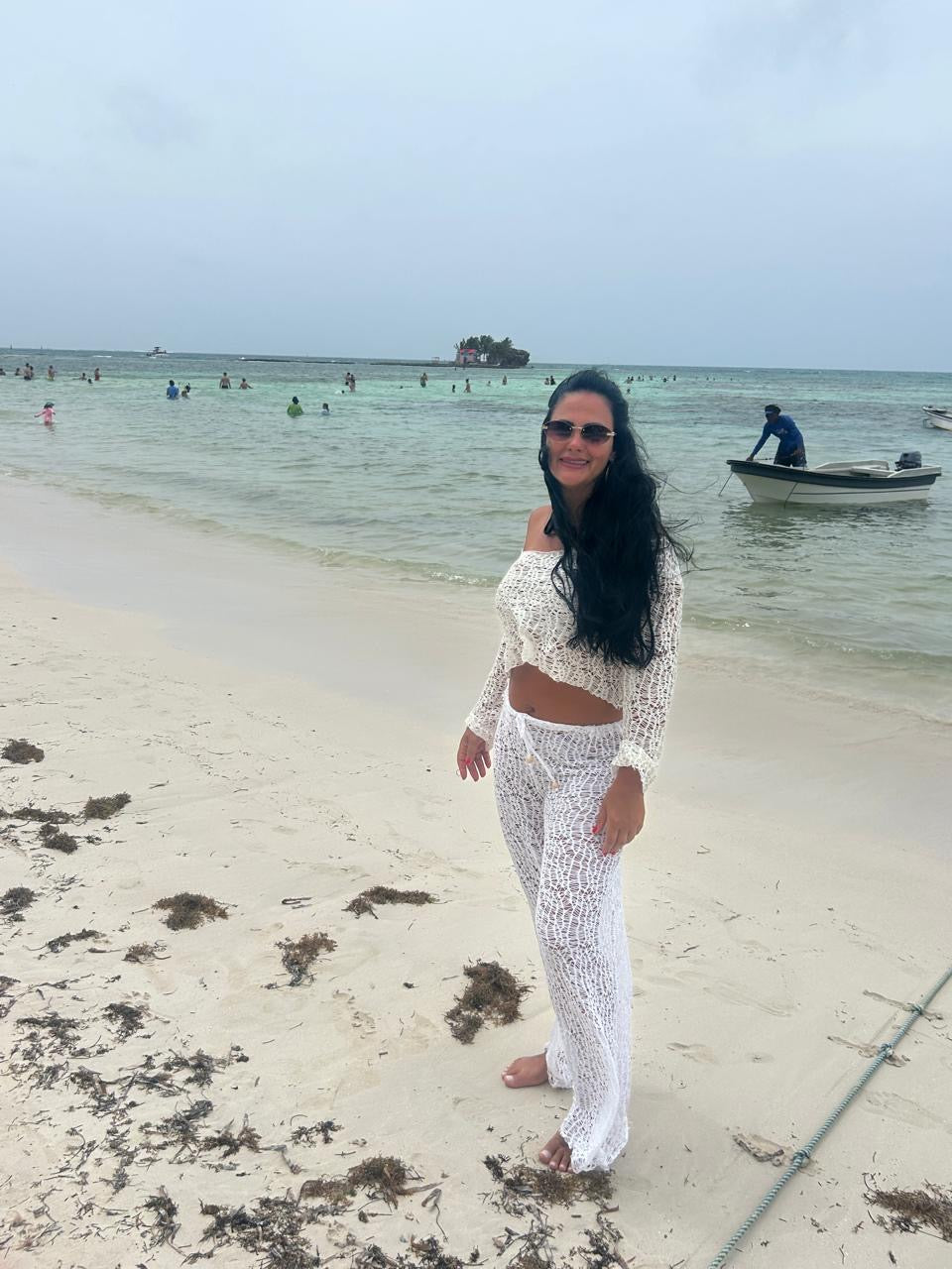 Calça Brisa- saída de praia estilosa-malha artesanal