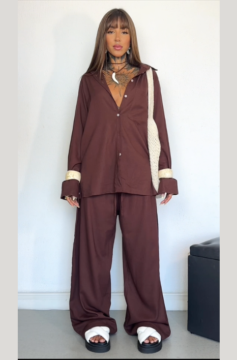 Camisa Orla- feminina oversize em tecido linho misto