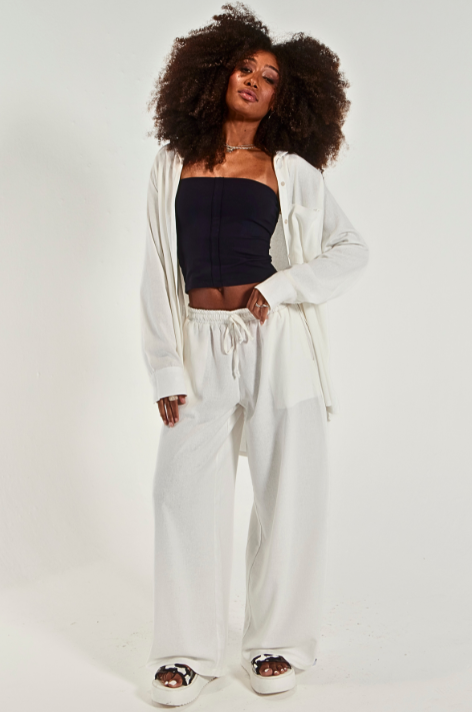 Camisa Orla- feminina oversize em tecido linho misto