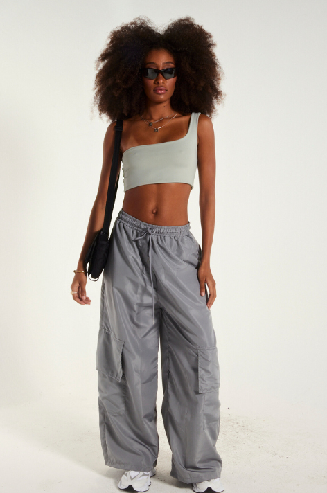 Calça Jogger feminina Cargo Corta-Vento