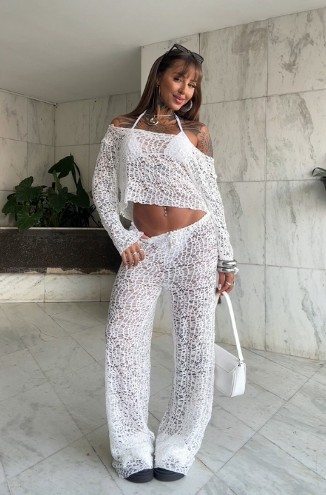 Calça Brisa- saída de praia estilosa-malha artesanal