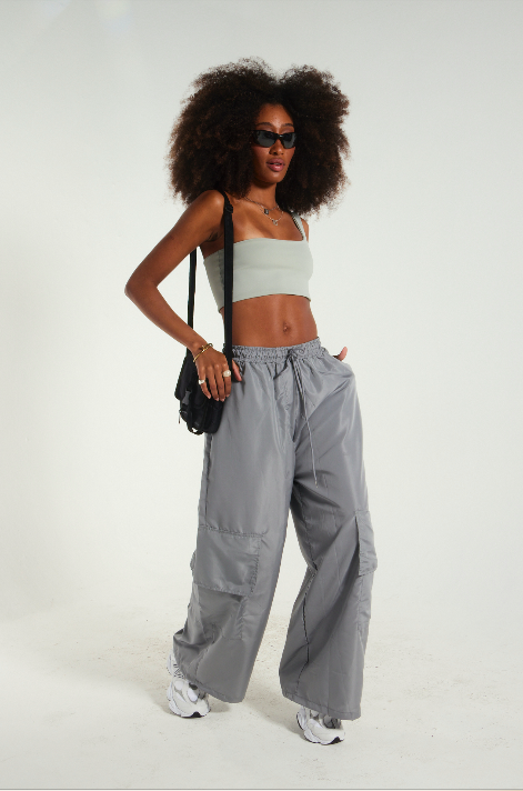 Calça Jogger feminina Cargo Corta-Vento