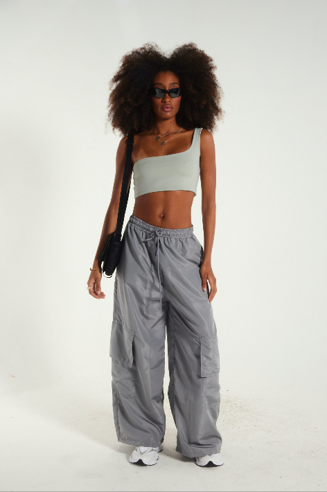 Calça Jogger feminina Cargo Corta-Vento