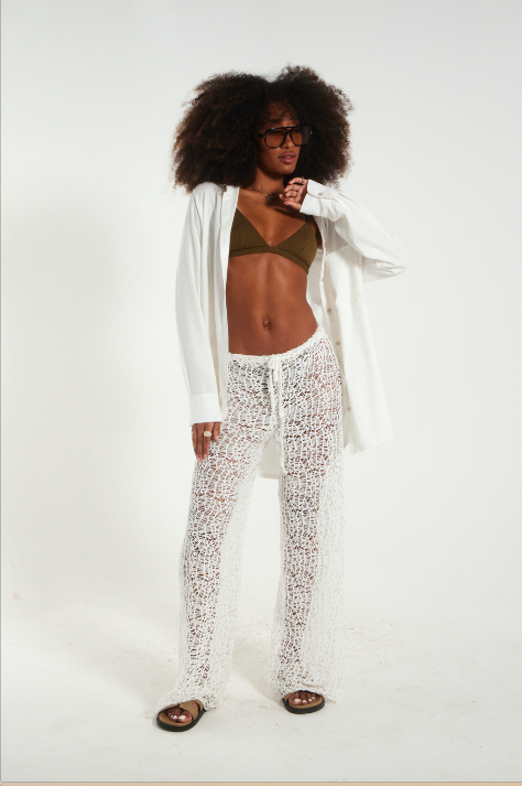 Calça Brisa- saída de praia estilosa-malha artesanal