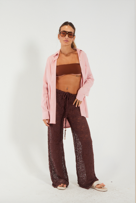 Calça Brisa- saída de praia estilosa-malha artesanal