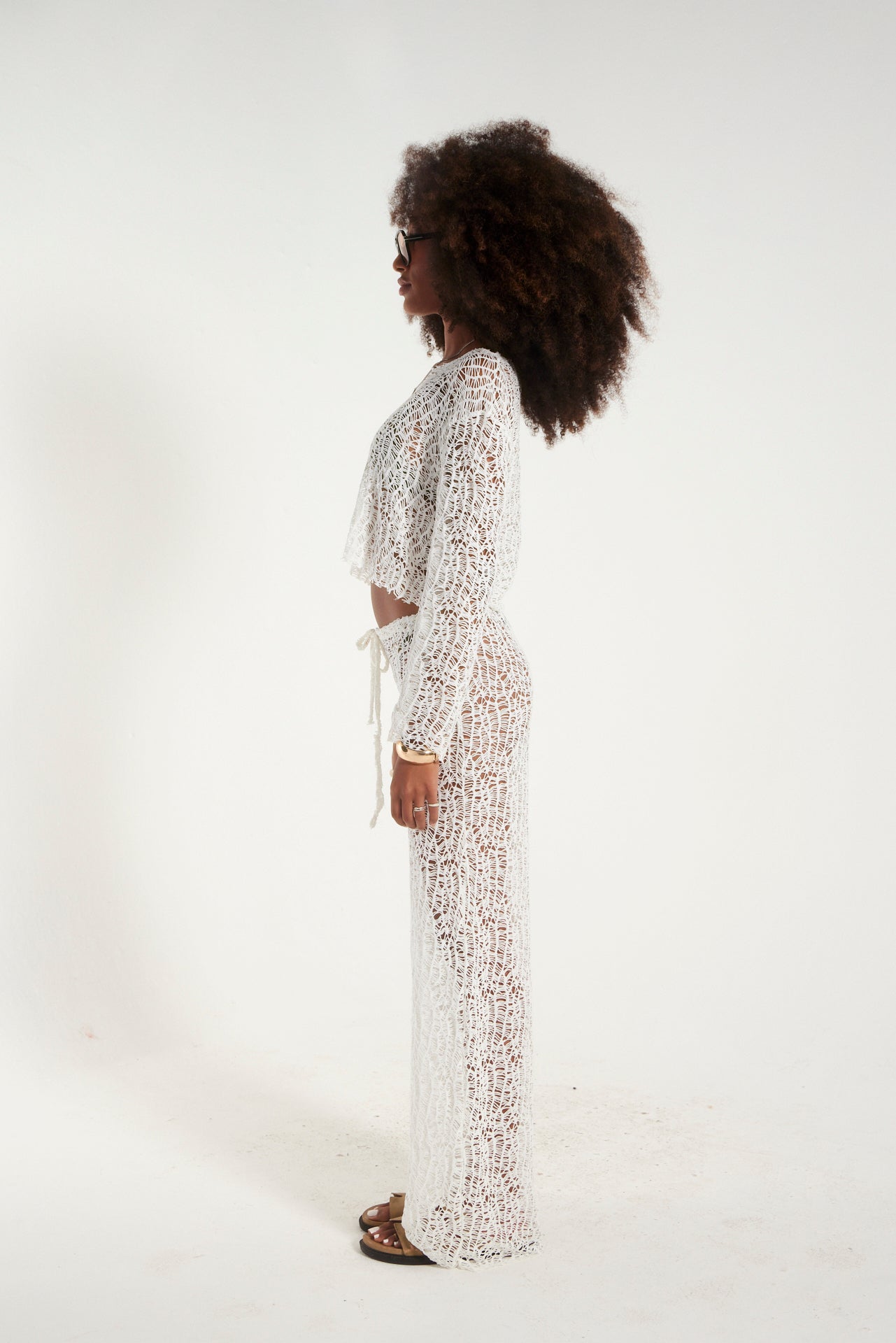 Calça Brisa- saída de praia estilosa-malha artesanal