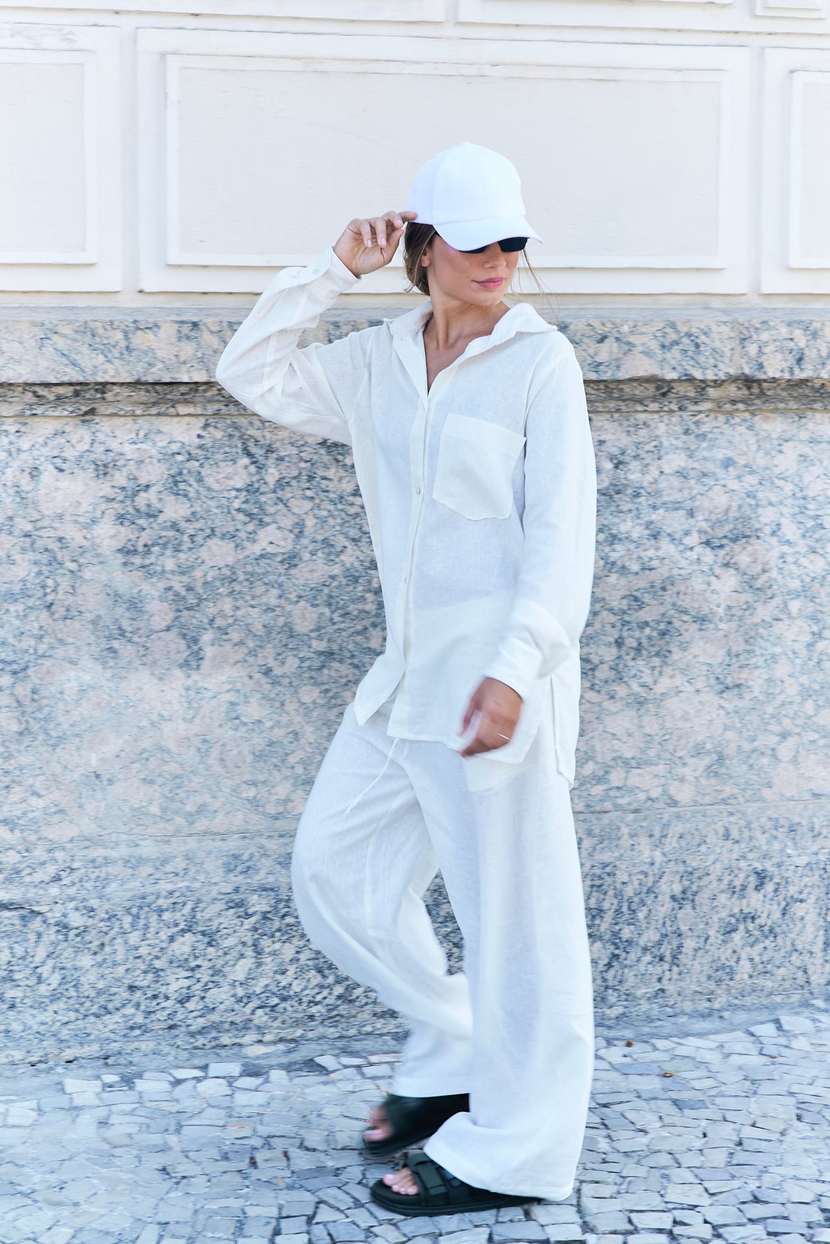 Camisa Orla- feminina oversize em tecido linho misto
